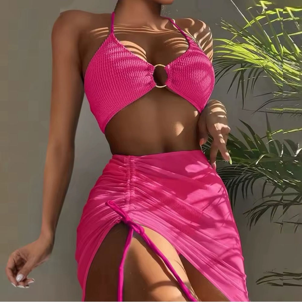 Pink Ruched 3 Piece Set